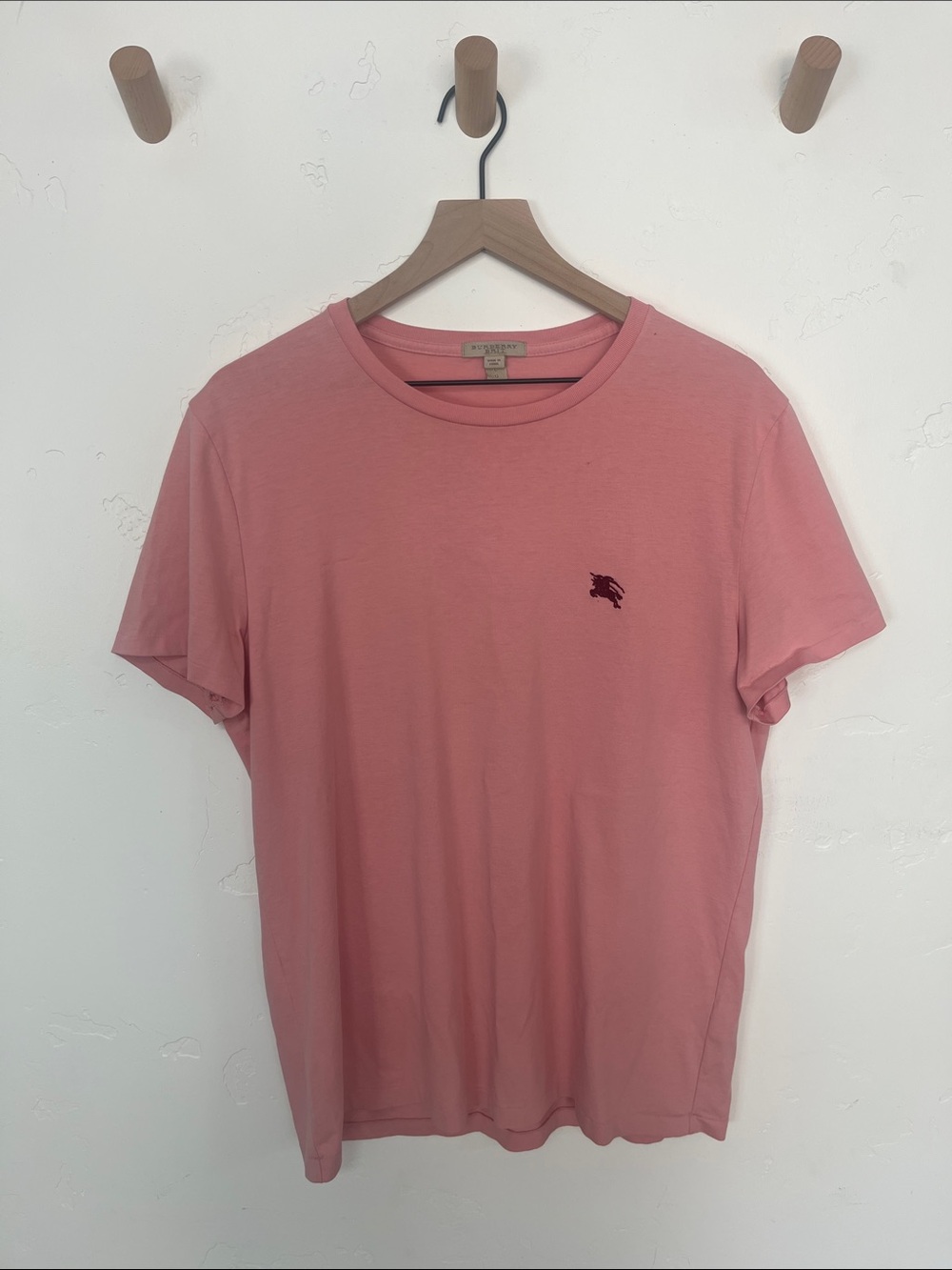 Burberry Pink Crewneck T-Shirt with Embroidered Logo